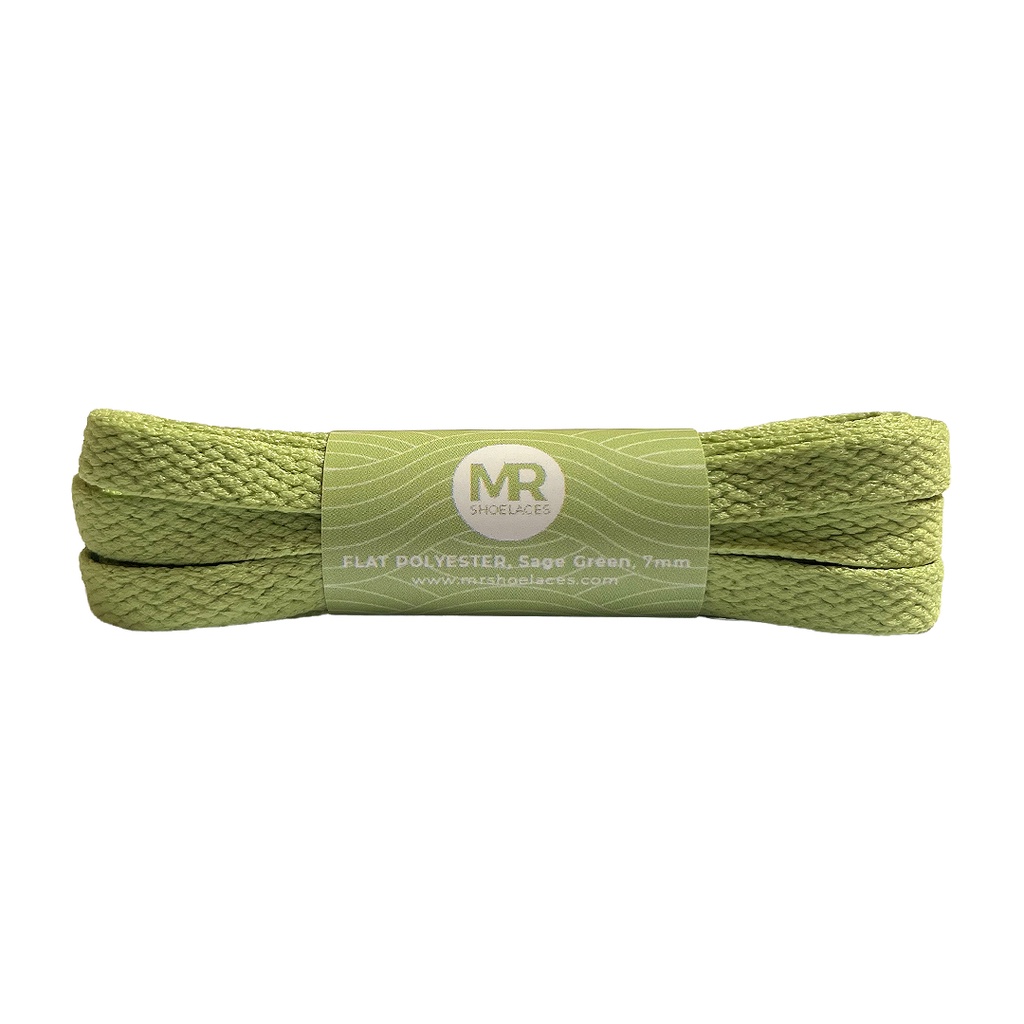 MR Shoelaces FP50 Sage Green (Hijau Muda) Tali Sepatu Polyester Pipih Flat 7mm 80cm 90cm 100cm 120cm 130cm 150cm 180cm 200cm untuk Sneakers - Premium Shoelace