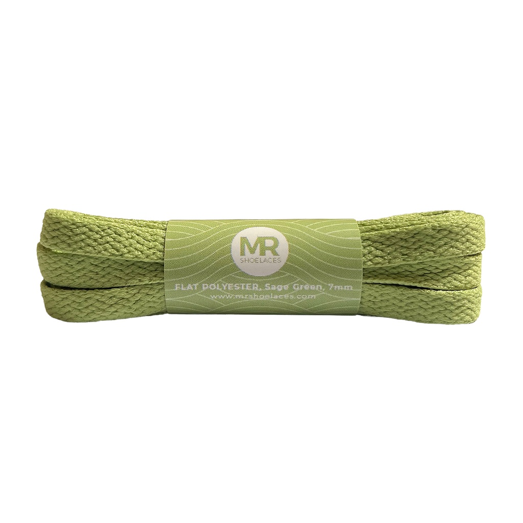 Original MR Shoelaces FP50 Sage Green (Hijau Muda) Tali Sepatu Polyester Pipih Flat 7mm 80cm 90cm 100cm 120cm 130cm 150cm 180cm 200cm untuk Sneakers - Premium Shoelace Gepeng