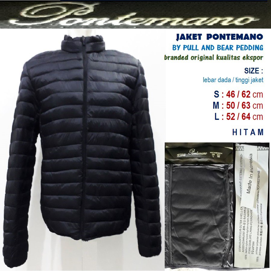 Jaket Pontemano by Pull and Bear Pedding - Branded Original Sisa Ekspor - Hitam