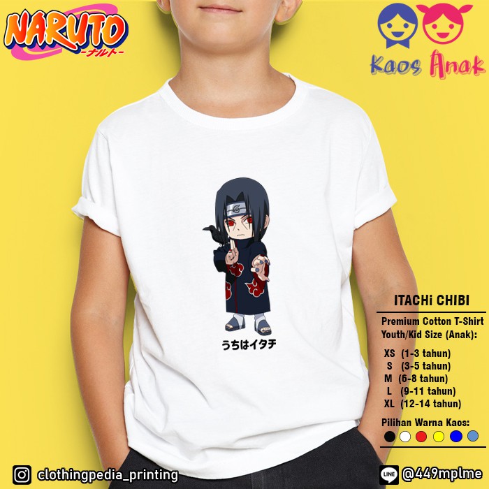 Kaos Baju Anak Itachi Uchiha Chibi Akatsuki Anbu Naruto Boruto T-Shirt