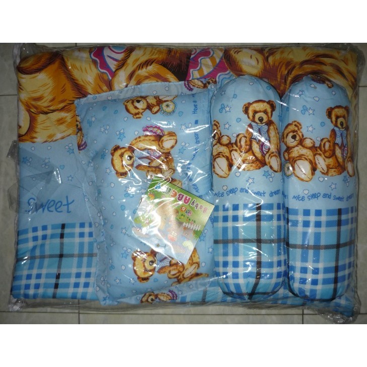 KASUR BAYI BESAR KATUN MOTIF/ Bantal + Guling / Kasur Lipat Size 75 x 50 cm KDE 061 1 Bantal 2 Guling