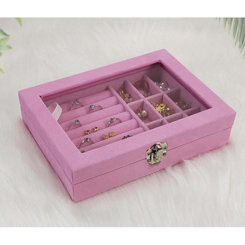 Kotak Perhiasan #74 Tempat Penyimpanan Travel Jewelry Box Case Untuk Anting Cincin Kalung Organizer