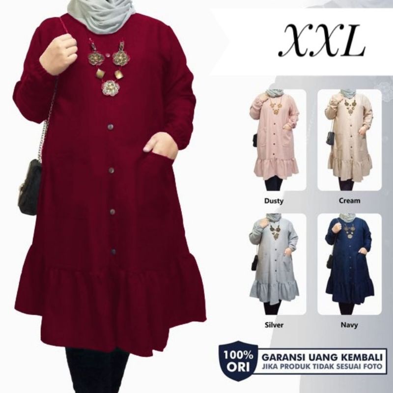 Tunik wanita terbaru /Tunik Busui kancing hidup Ld 110CM