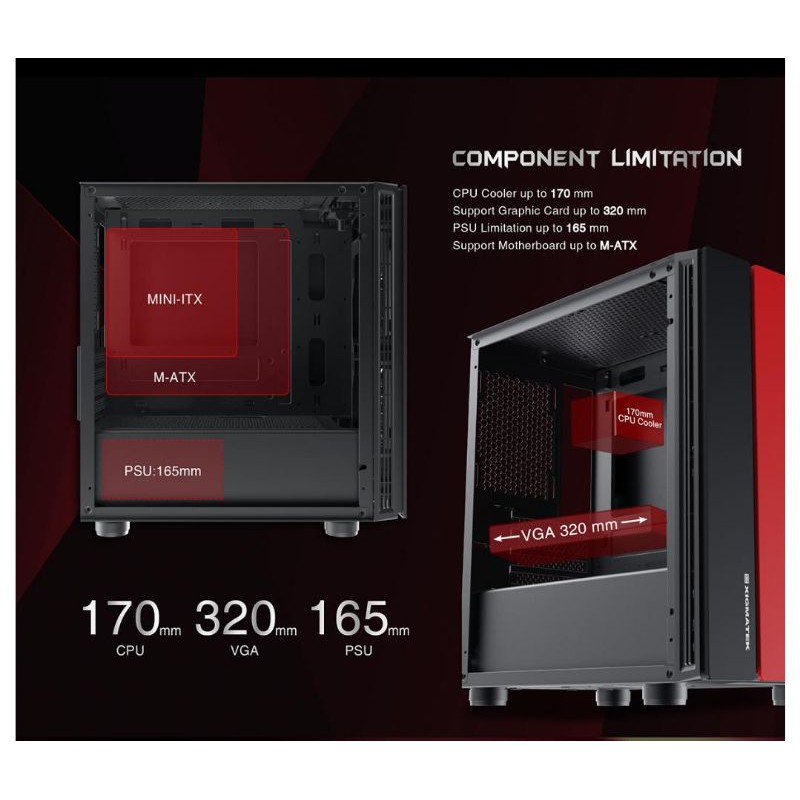 Case PC Gaming Xigmatek OMG BLACK RED TEMPERED GLASS