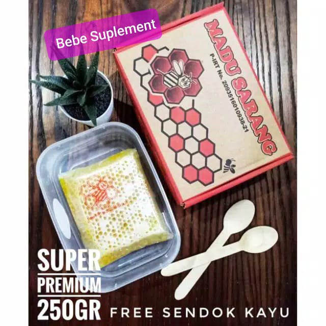 

250Gr Sarang Madu Murni Honeycomb Premium Melifera Free Sendok Kayu MUI HALAL