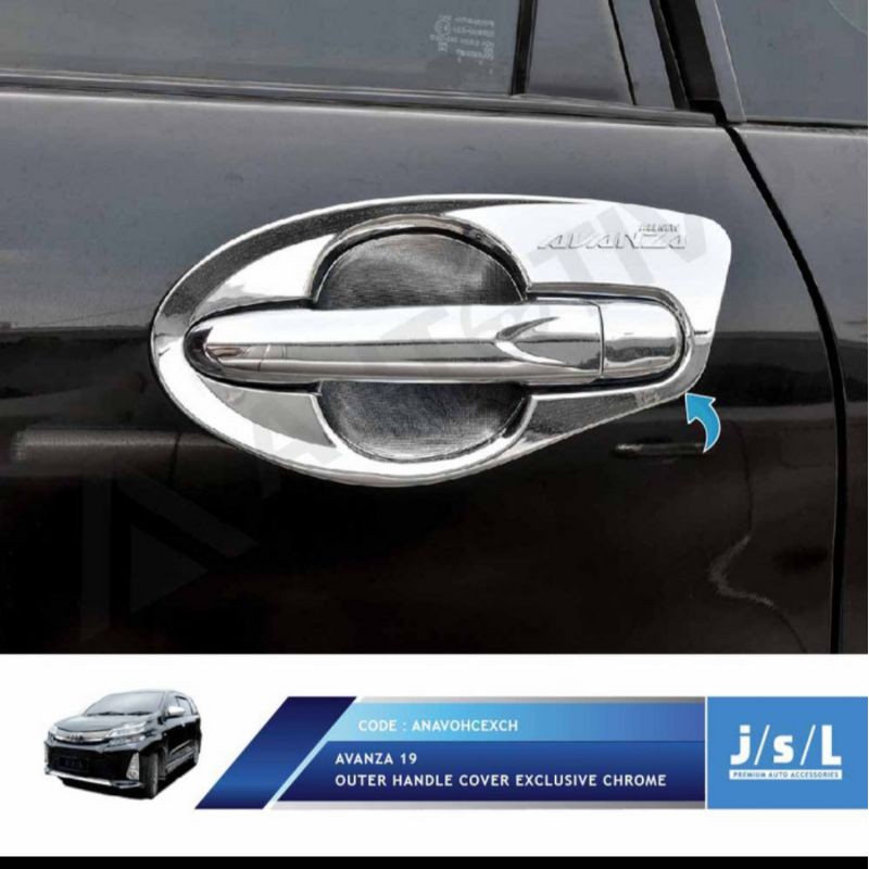 cover outer mangkok pintu mobil all new  Avanza Xenia 2012- 2019 exclusive chrome hitam jsl