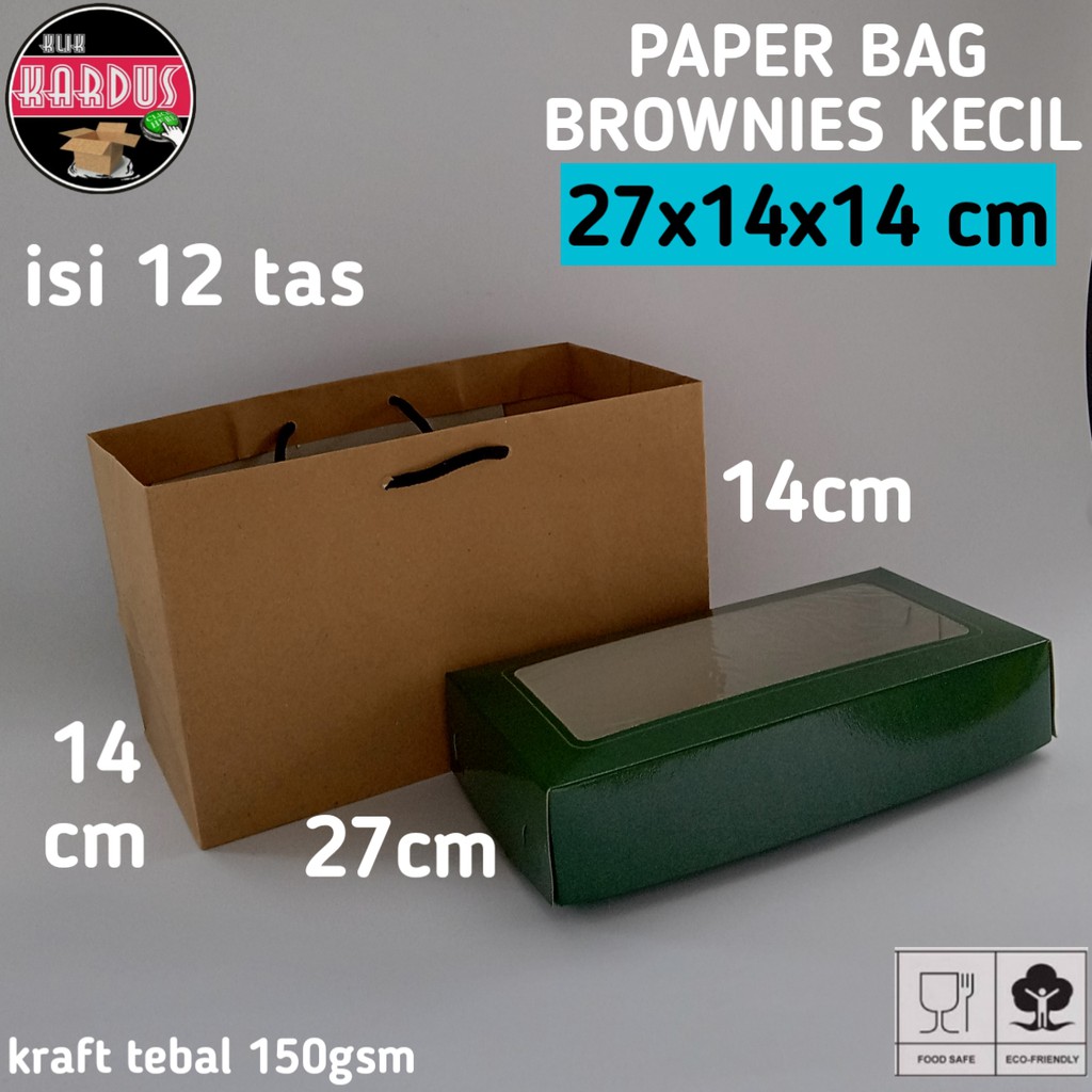 

isi 12 paperbag kue brownies kecil 27x14x14 / paperbag tas kertas box