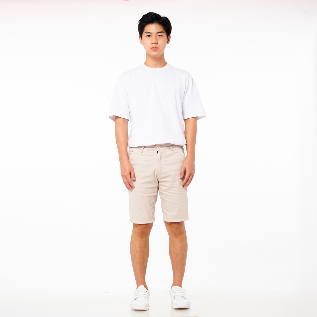 SANVANINA Celana Chino Pendek Slim fit Warna Cream - Short Harper Krem EA-026A