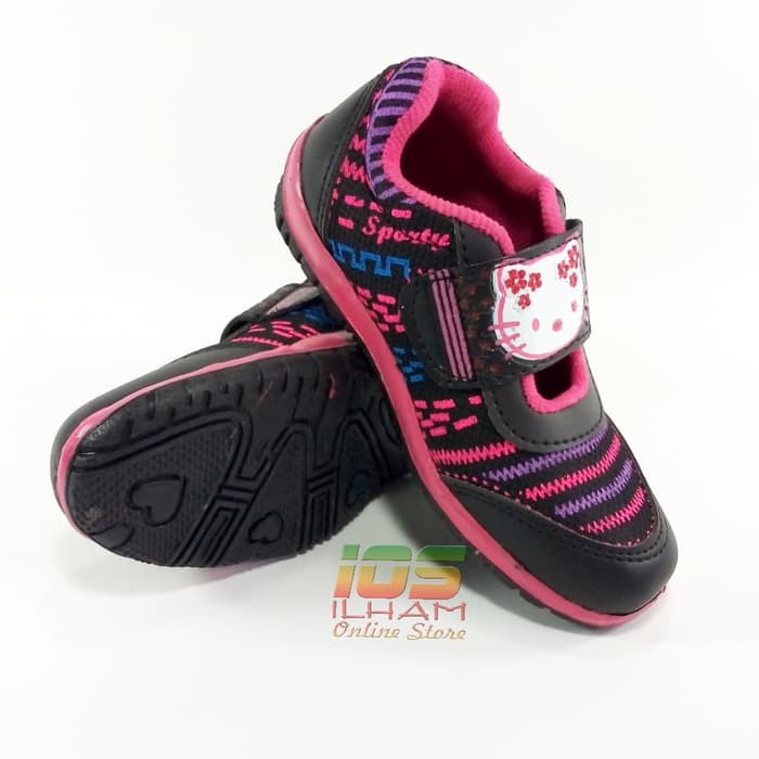 Sporty Hello Kitty LB/BR Sepatu Anak Perempuan Size 26-35 Hitam Pink