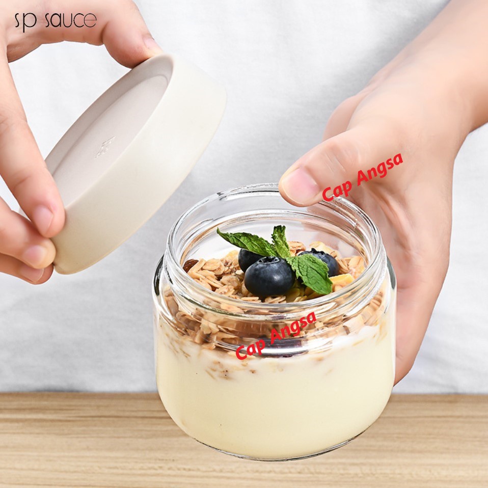 SP SAUCE AIRTIGHT GLASS JAR 280Ml STACKABLE TOPLES TABUNG KACA WADAH PENYIMPAN MAKANAN TEH YOGURT KUE KERING SNACK