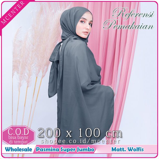 Pashmina Wolfis Super Jumbo 200 x 100 cm Pasmina Woolpeach Syari Premium Ala Malay Exclusive