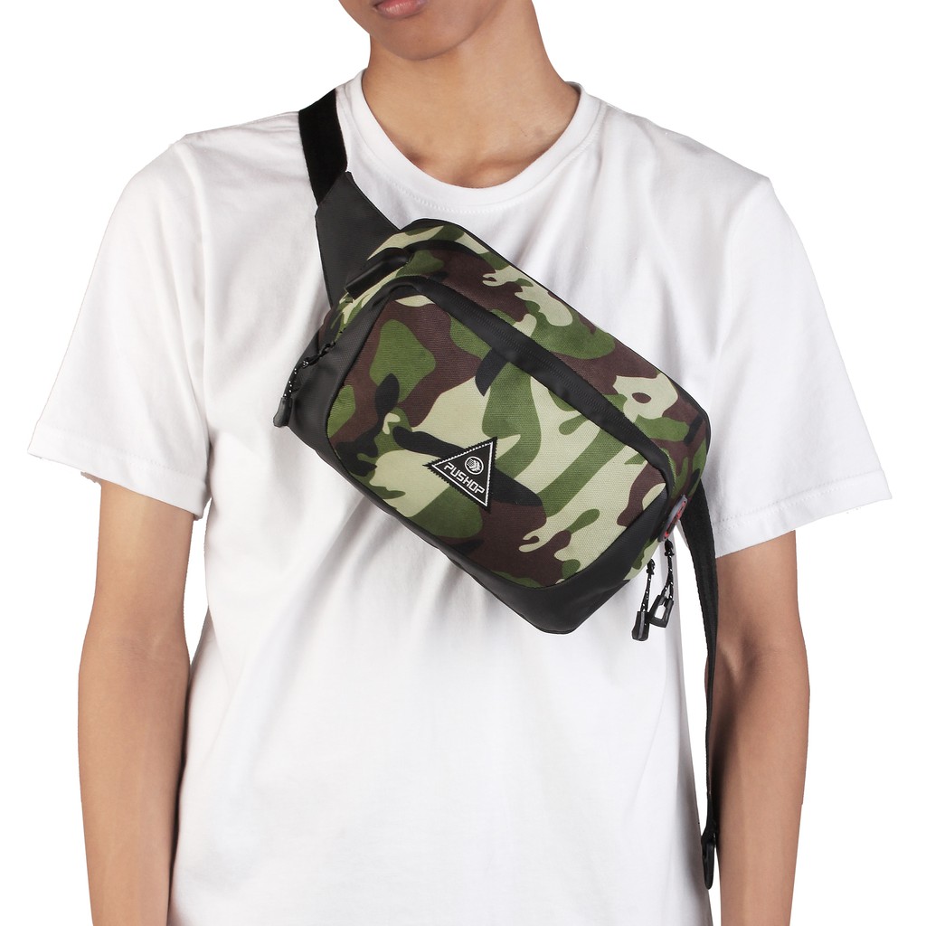 Tas Selempang Pria USB Waterproof Pushop Stryker Camo