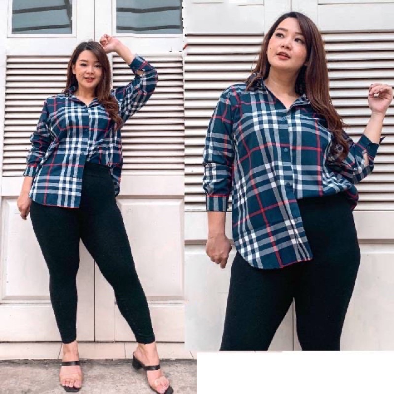 Kemeja kotak/ kemeja wanita casual / kemeja vintage/ kemeja kerja / K 8536 / kemeja kotak jumbo