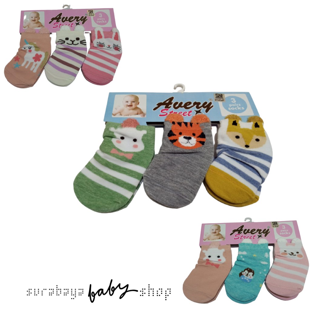 KAOS KAKI 3IN1 KATUN 3D 0-12 BULAN AVERY STREET 882910