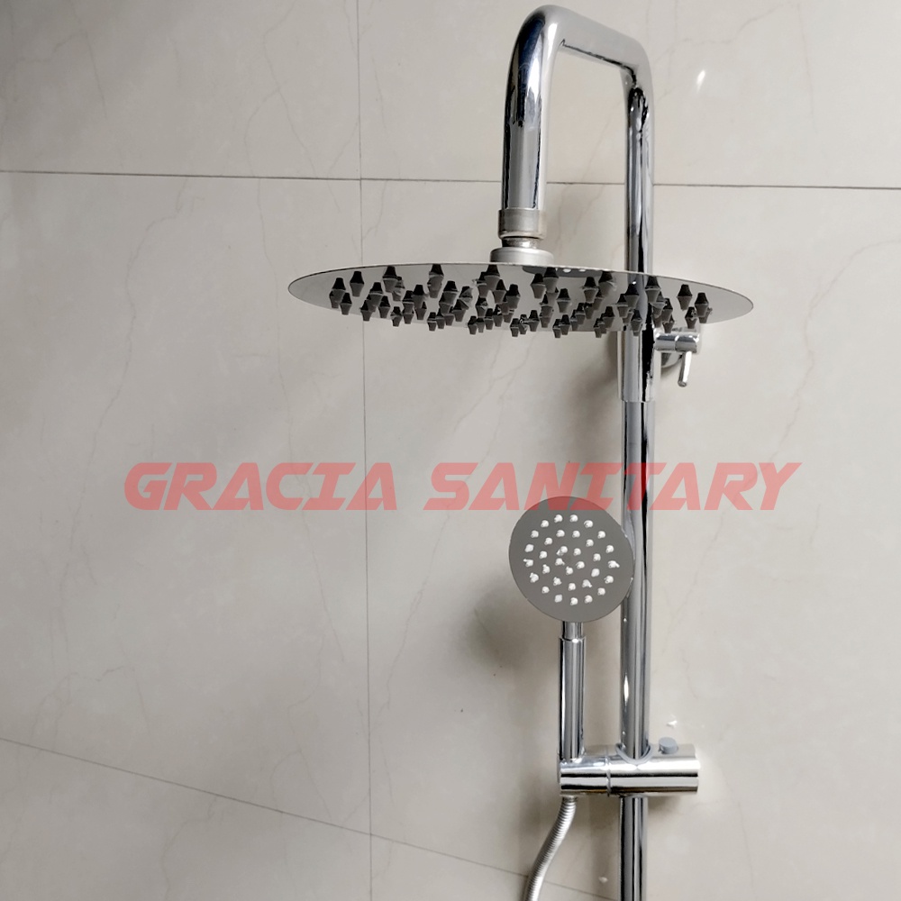 Shower Set Panas Dingin Kamar Mandi Stainless Bulat / Shower Column Tiang Set