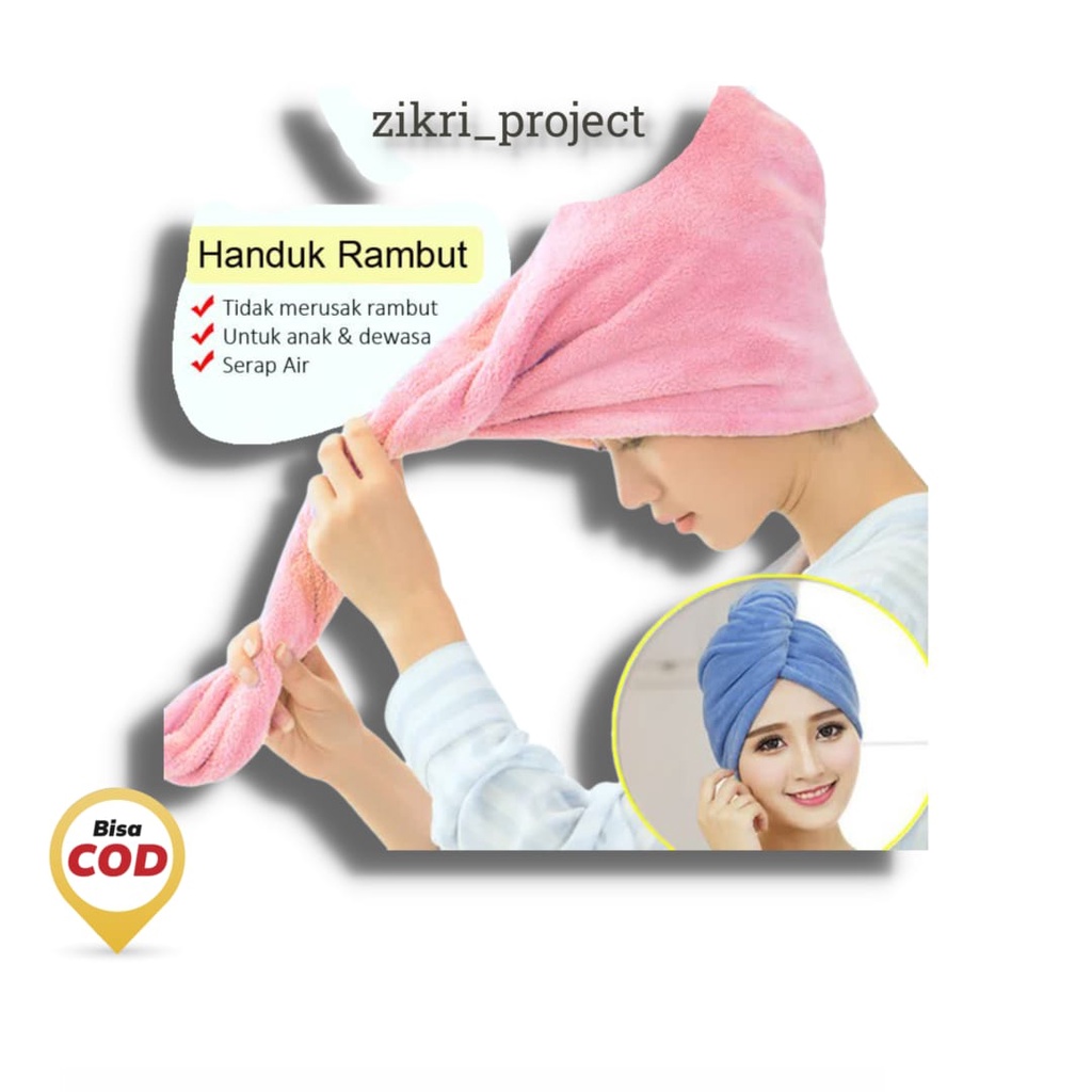 HANDUK PENGERING RAMBUT IMPORT PREMIUM /Handuk Keramas Model Kancing / Topi Beruang / Topi Pita Import Microfiber Handuk