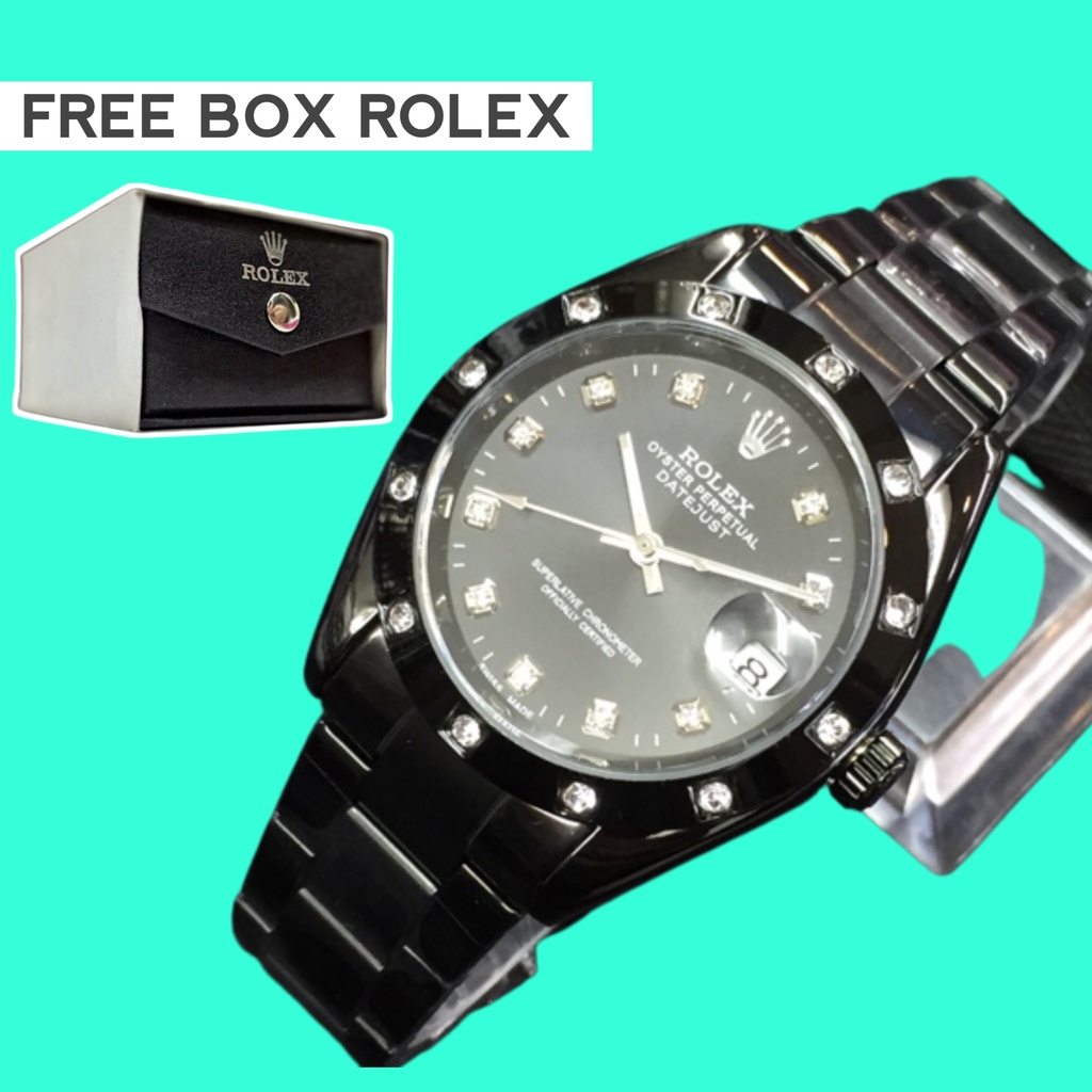 Jam Tangan Rolex Unisex Automatic Otomatis Chain Datejust Tanggal Aktif Anti Air Rantai Stainless St