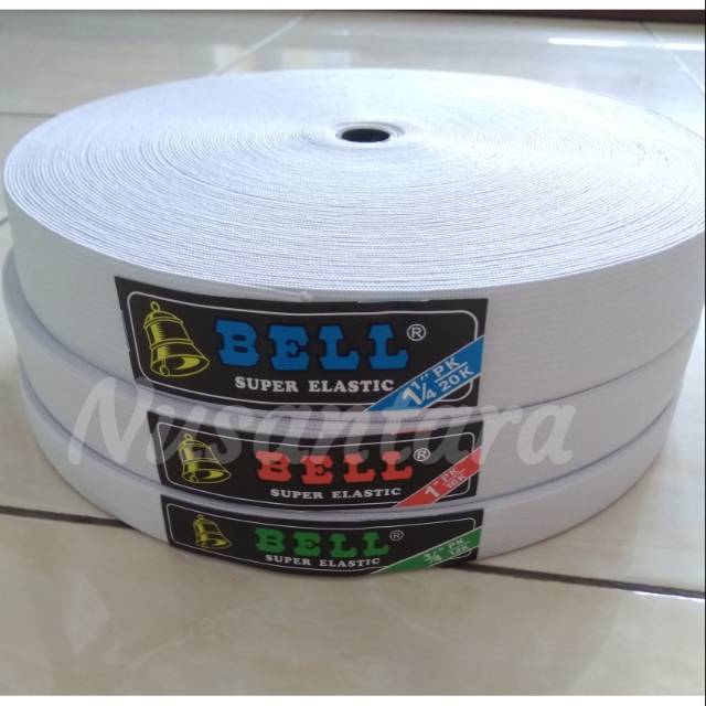 Karet elastis karet elastic 3/4&quot;  (1,8cm) putih merek Bell meteran