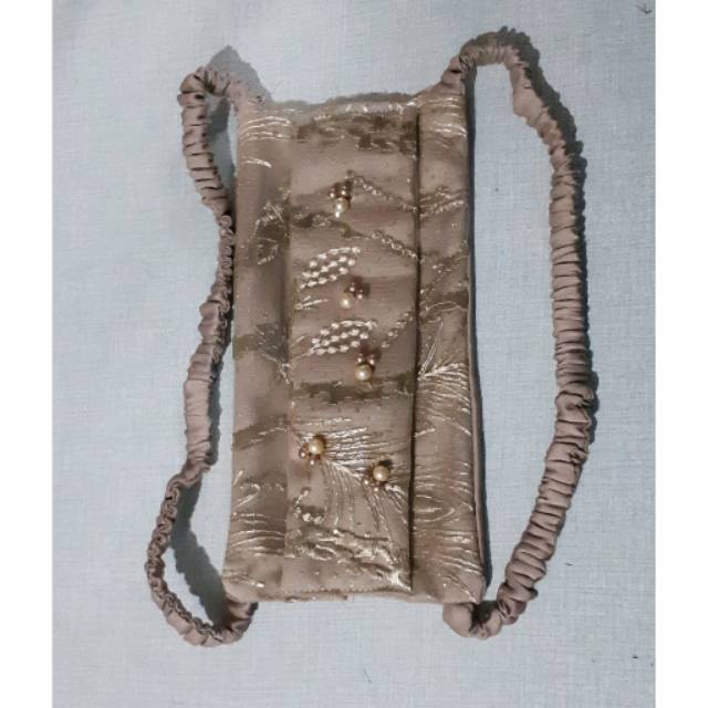 Masker Lebaran, masker 2 lapis+brukat, pake payet mutiara sintetis, dapat dicuci