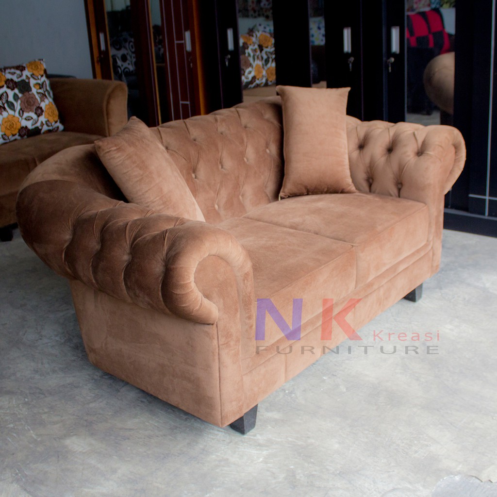 sofa 2 dudukan chesterfield MEWAH - fabric import