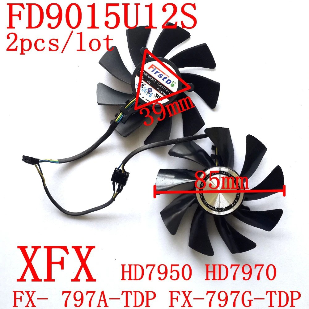 IMPORT Free Shipping 2pcs/lot FD9015U12S DC12V 0.55A for original XFX HD7950 HD7970 graphics