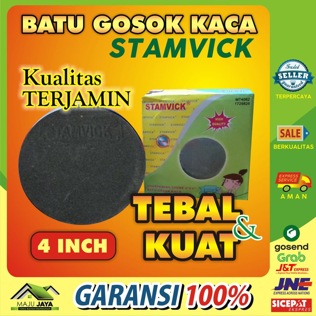 BATU GOSOK KACA BULAT BATU ASAH KACA STAMVICK FUKUDA AMPLAS BULAT ASAH KACA MANUAL TANGAN 4 INCH