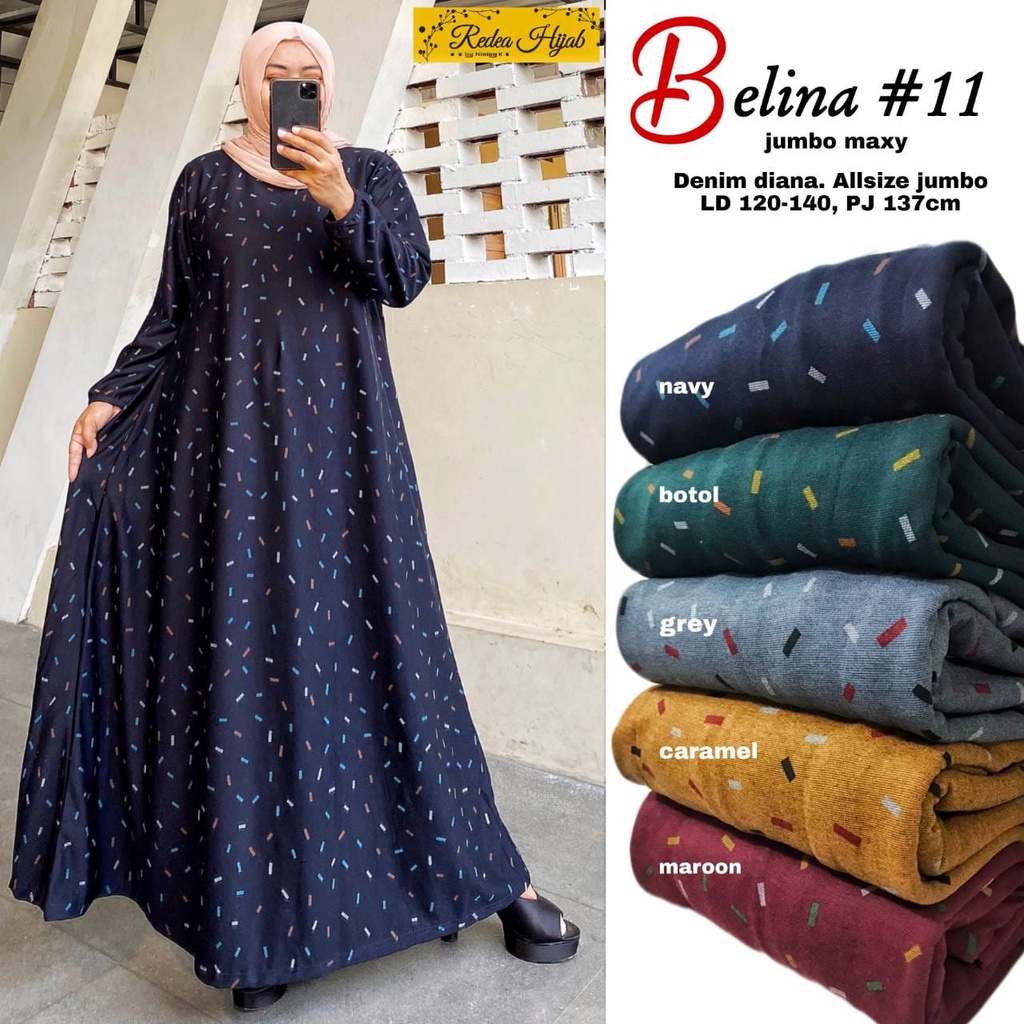 Baju Gamis Diana Super Jumbo Ld120 Ld 130 140 Gamis Harian Belina Series Big Size XXXXL Tebal Adem P