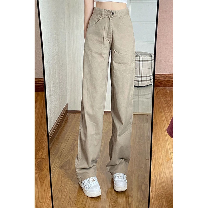 new Khaki korea highwaist kulot celana jeans panjang wanita kekinian