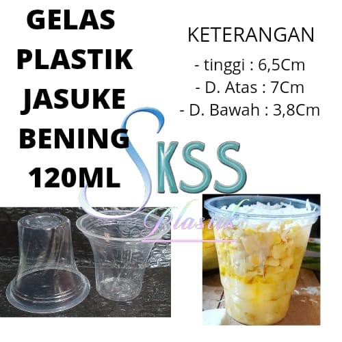 GELAS PLASTIK ESKRIM JAGUNG JASUKE CUP BENING 120 ML ULIR GELAS JASUKA @50PCS