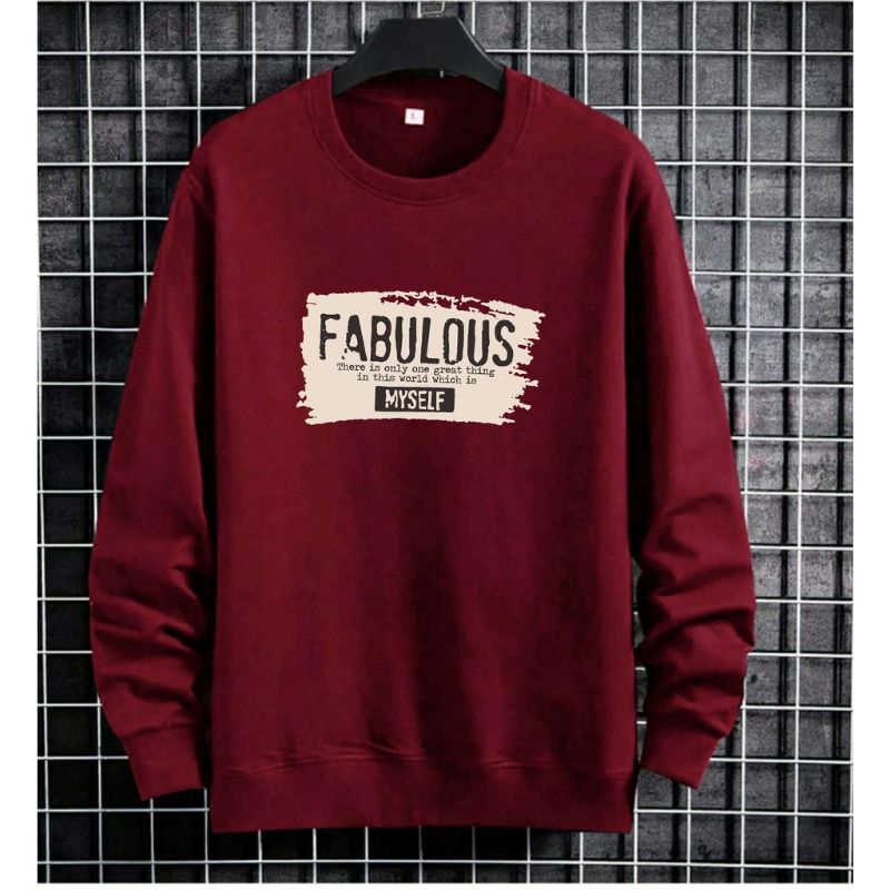 Sweater crewneck pria wanita terbaru FABULOUS kekinian bahan fleece tebal