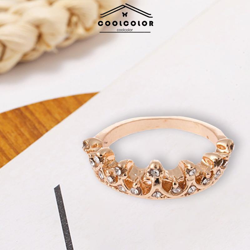 COD Bentuk Mahkota Fashion Ratu Temperamen Hollow Out Micro Diamond Engagement Wedding Ring- cl