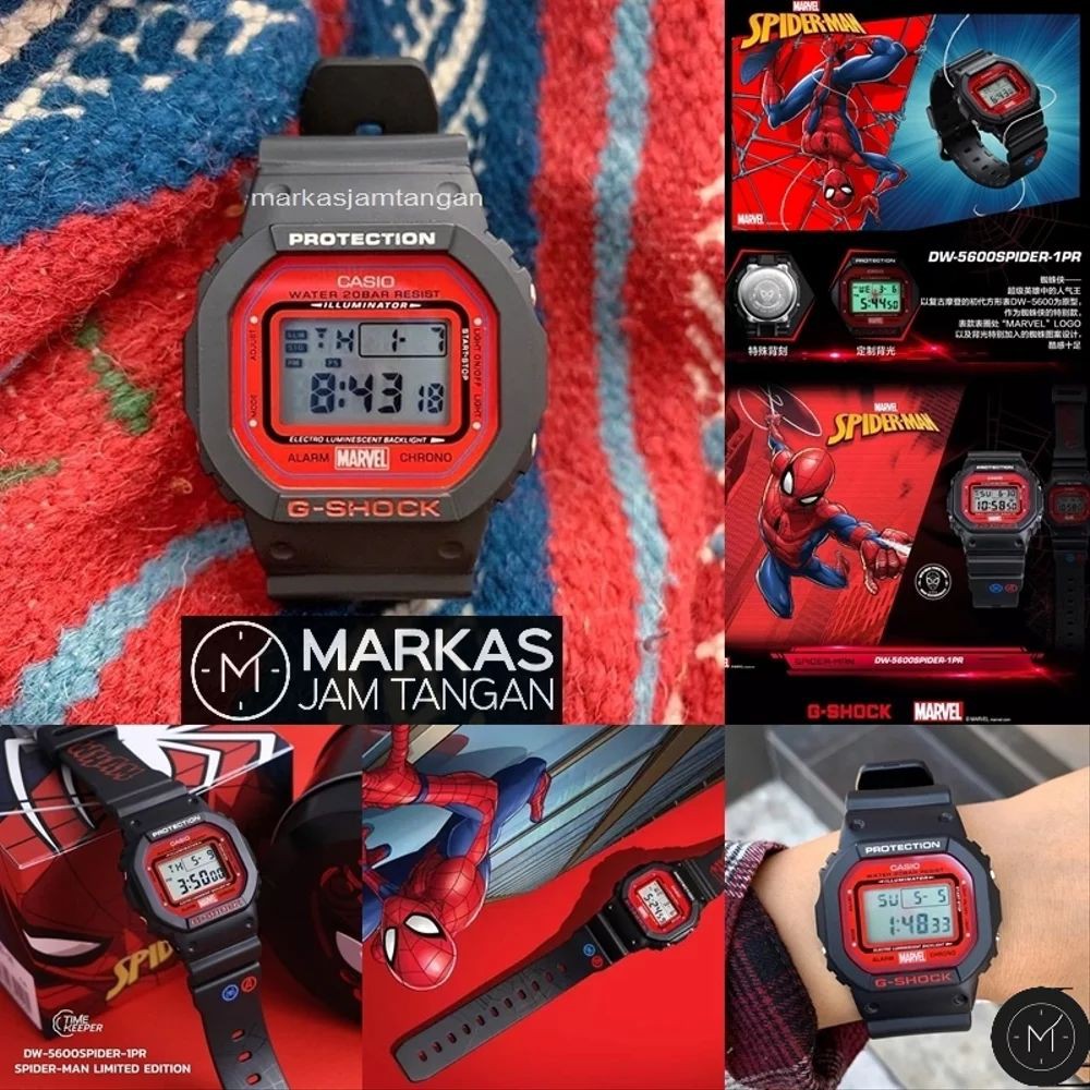 Jam Tangan Pria Casio G-Shock DW-5600 SPIDER-1PR Marvel Avengers Collection SPIDERMAN Edition Watch 