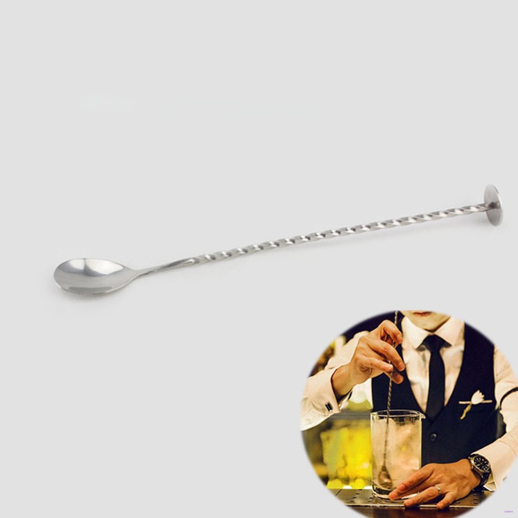 [READY STOCK] Stainless Steel Cocktail Bar Spoons Spiral Pattern Drink Shaker Muddler Stirrer Twisted Mixing Spoon