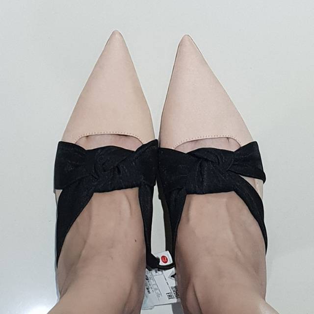 HEELS WANITA 3 CM PINK HITAM ZARA