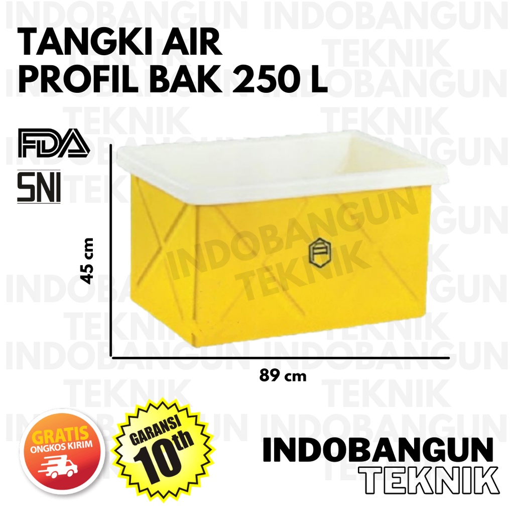 Tandon Toren Tangki Air Bak Terbuka Profil Tank 250 Liter Kotak Persegi Harga Murah Garansi 10 Tahun