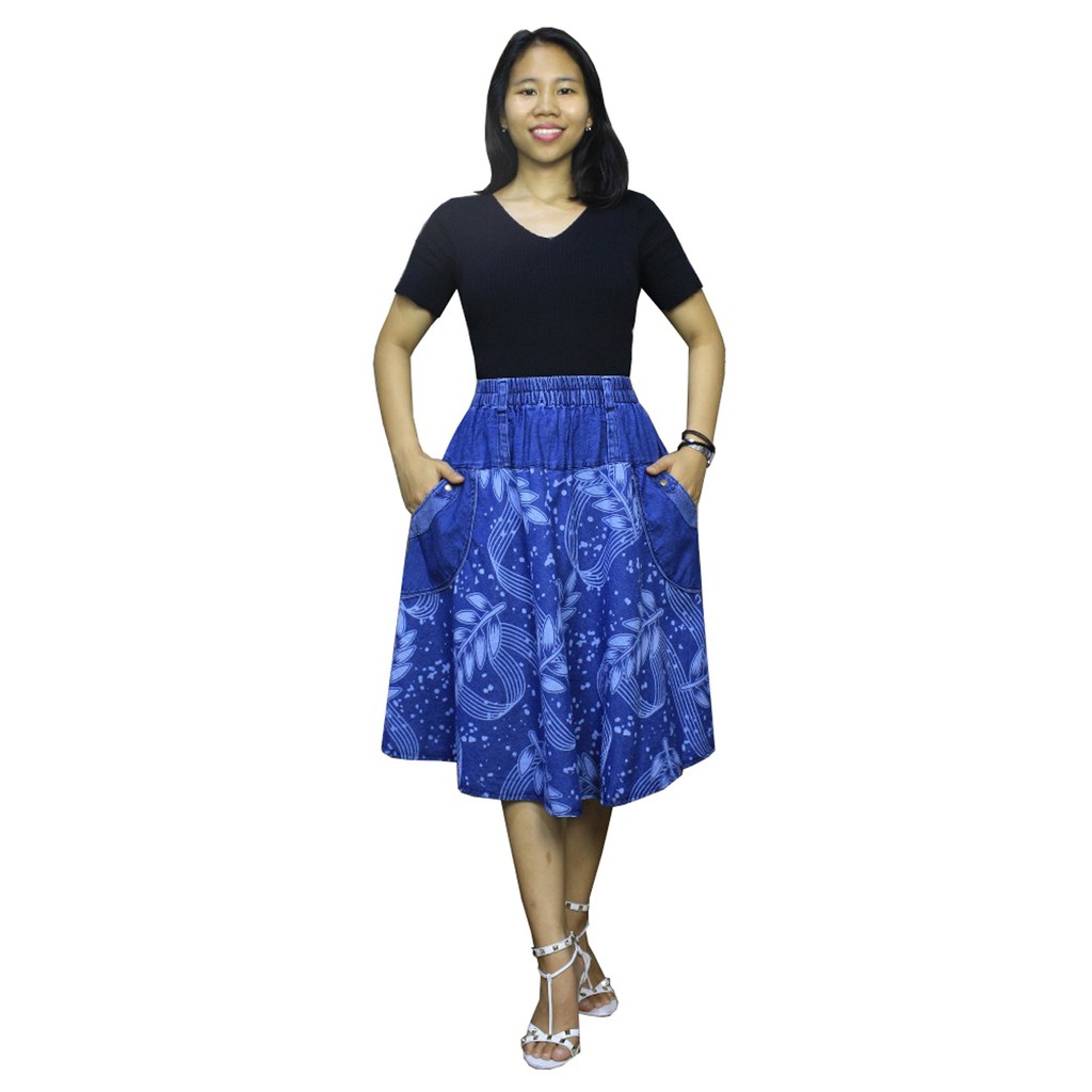 SB Collection Rok Payung Billania Midi Jeans Jumbo Wanita