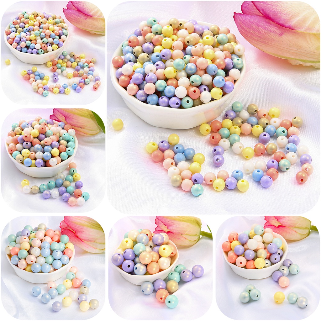 6-14 Mm 25-270 Pcs Bulat Bintang Hati Permen Warna Plastik Akrilik Spacer Manik-manik Buatan Tangan DIY untuk Membuat Perhiasan Anting-Anting Perlengkapan