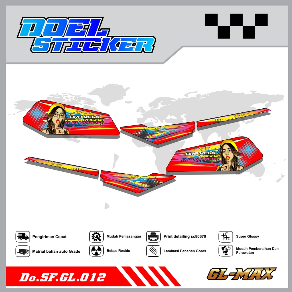 Sticker Striping GL PRO , MAX List Variasi Hologram pelangi,Crome Doel 013