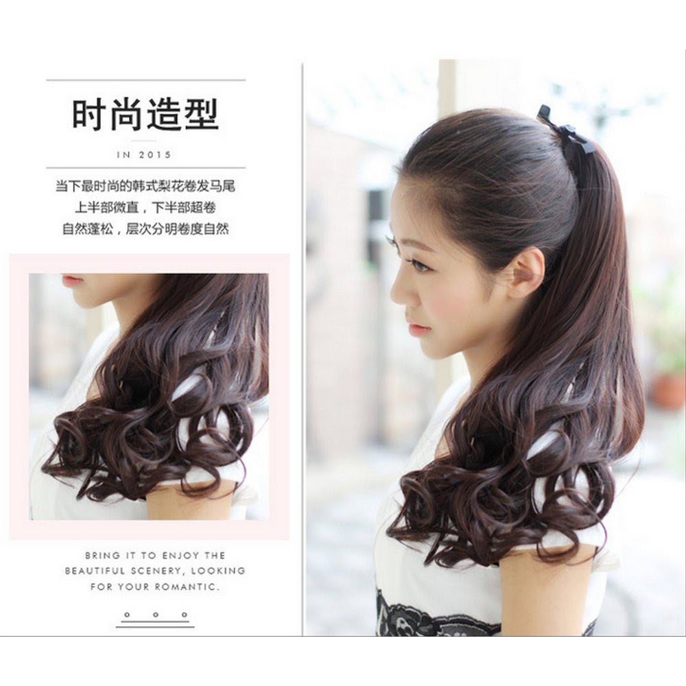 Hair Clip Pony Tail Sambungan Rambut Palsu Kuncir Kuda Wig Keriting