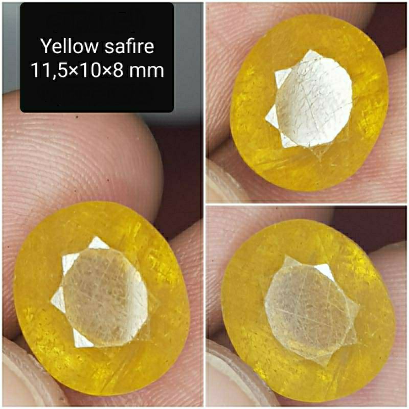 Batu Akik Permata Natural Yellow Safir Cutting Colour