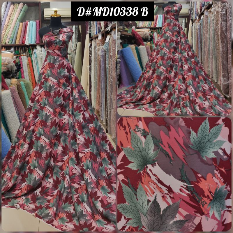 Kain Maxmara Lux print Motif Daun Abstrak D#MD10338 B