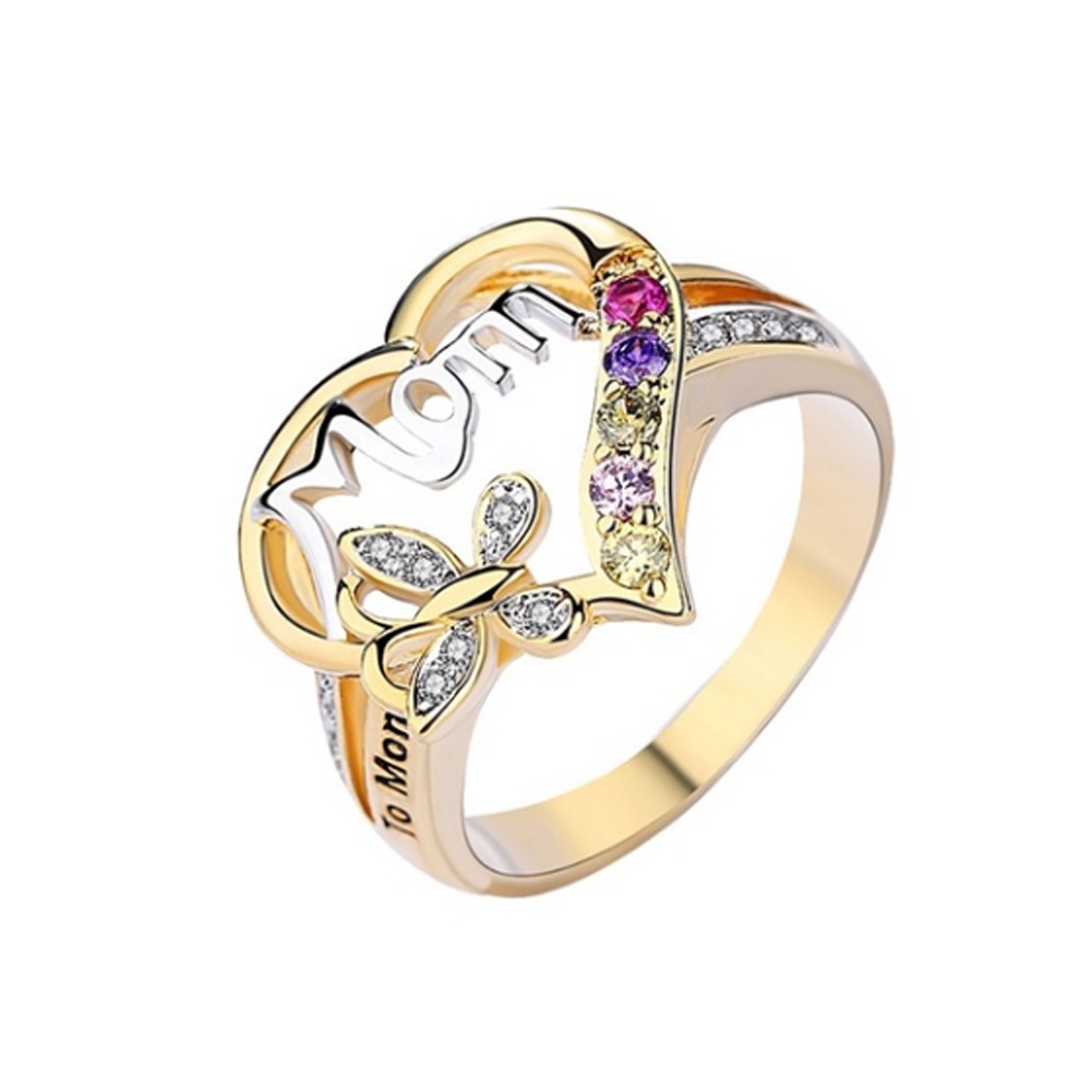 Hu Hu Hu Hu Hu Alat Bantu Pasang Kacamata♡ Cincin Desain Kupukupuhati Hollowtulisan Mom Hias Berlian Imitasi Untuk Wanita Butterfly