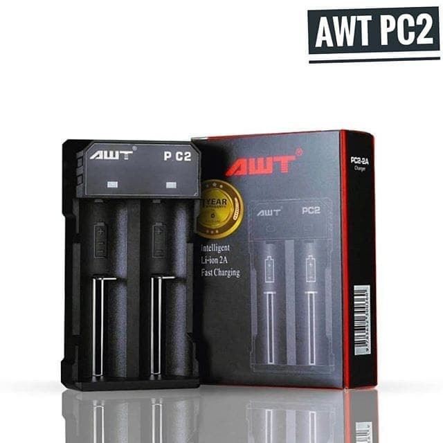 CHARGER BATERAI AWT 2 SLOT 18650 AUTHENTIC PC2 FAST CHARGING