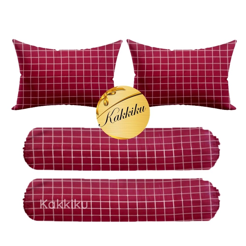 4 pcs 2 Sarung bantal + 2 Sarung Guling motif Aaesthetic  Kotak Garis dan Karakter