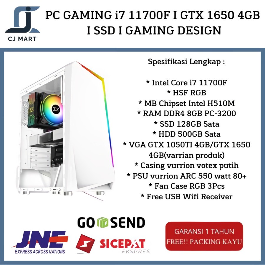 PC GAMING i7 11700F I GTX 1650 4GB I SSD I GAMING DESIGN