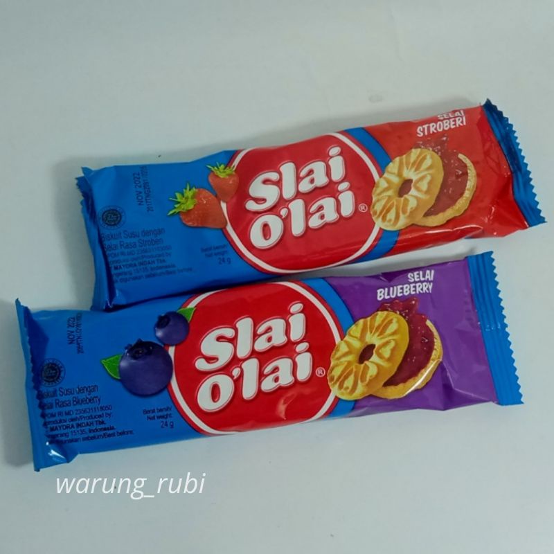 Slay O'lai Selai Stroberi 24 gram, Harga 1pcs. Slay O lai Biskuit selai buah Snack Cemilan Jajanan J