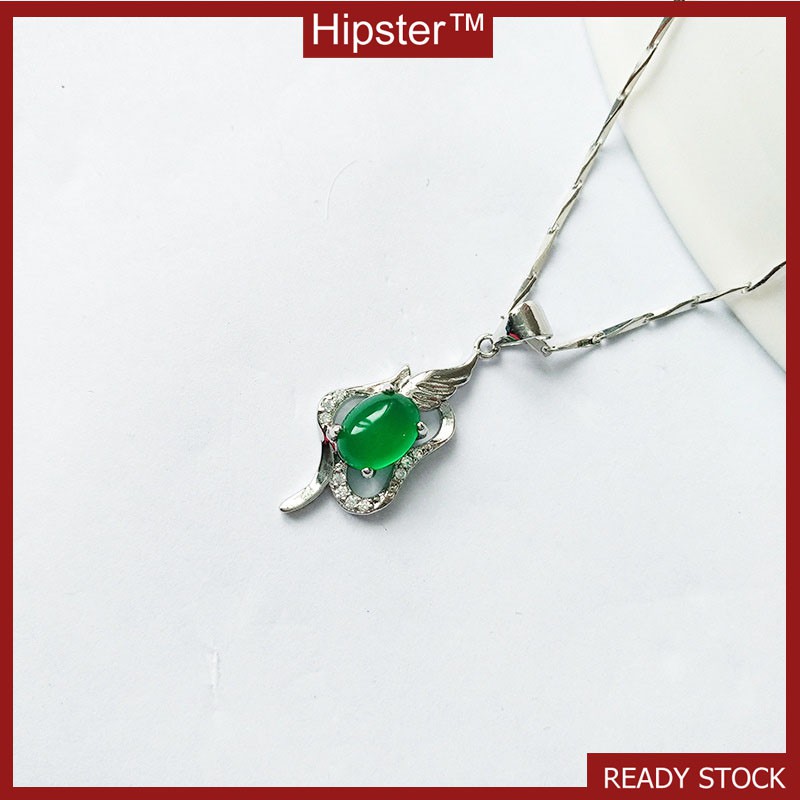 Vintage Natural Emerald Hollow Sector Pendant Necklace