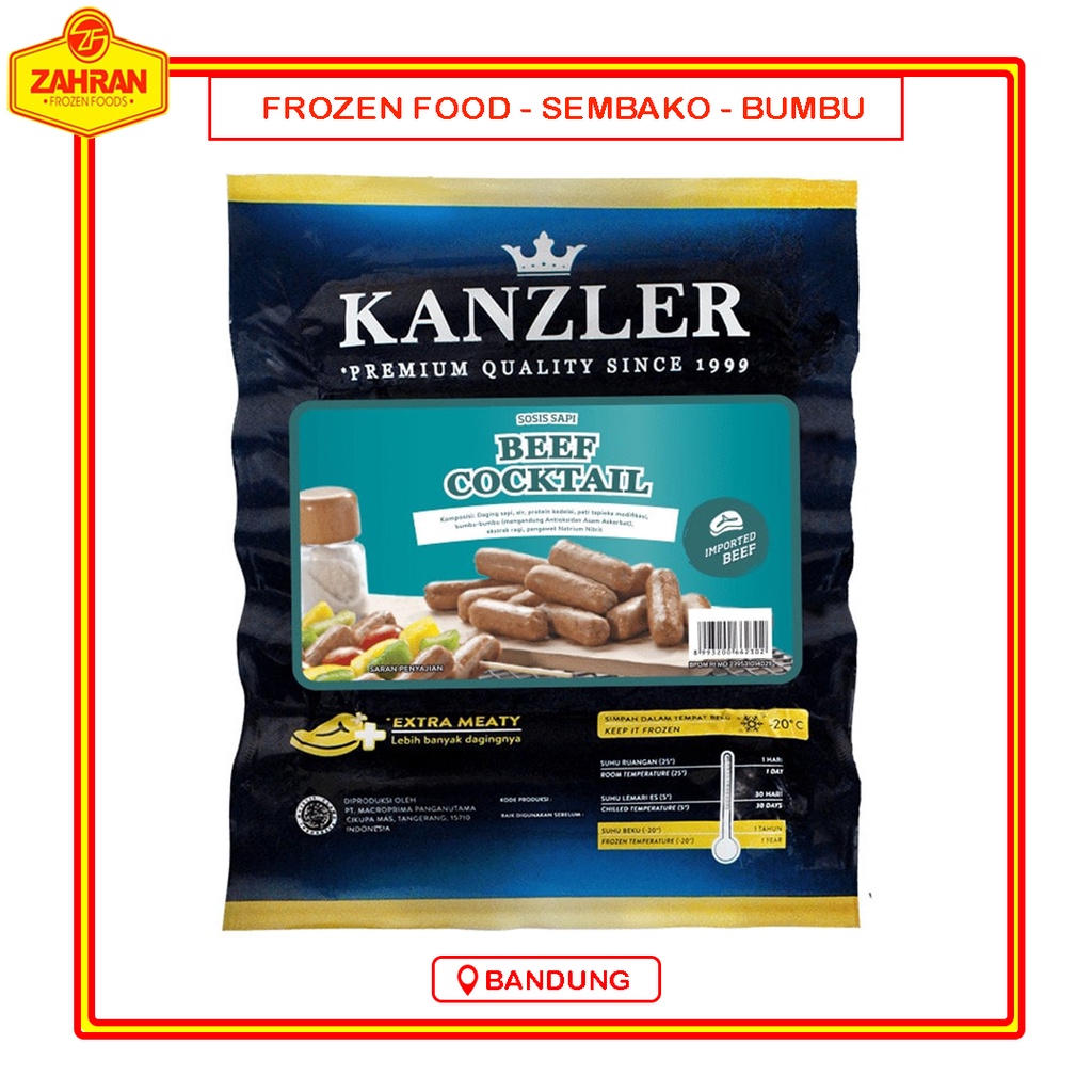 

Kanzler Beef Cocktail Sausage 250gr Sosis Sapi Frozen Murah Bandung