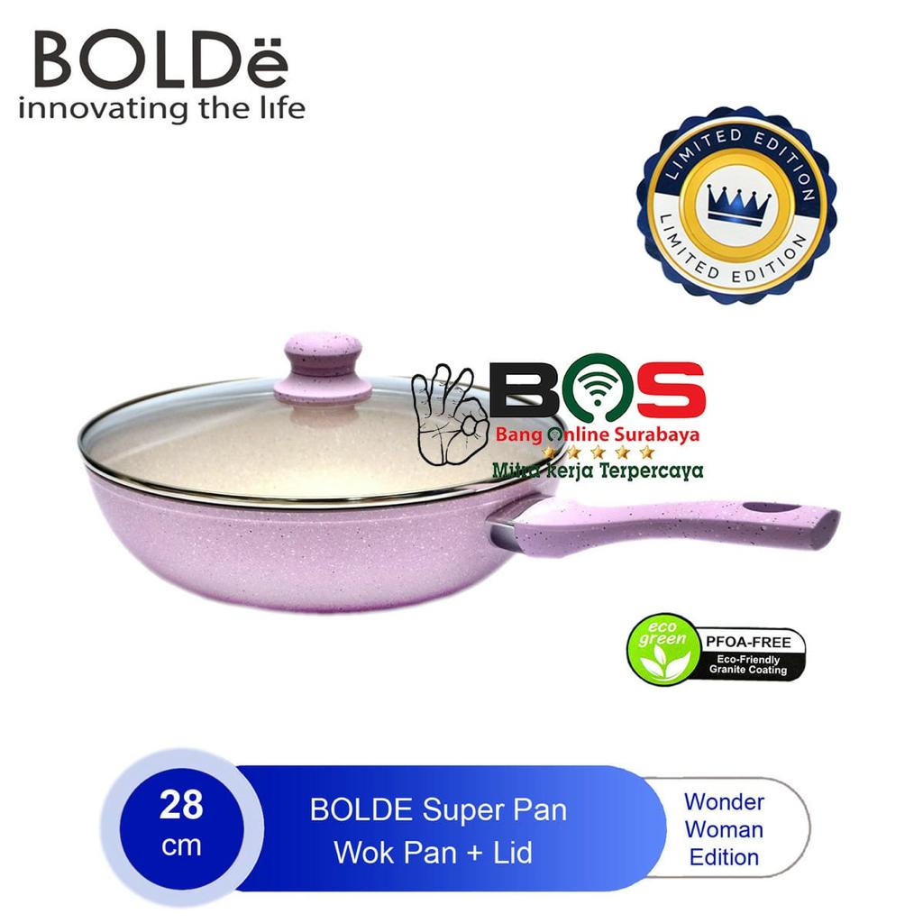 Bolde WOK PAN Super Pan Wonder Woman Panci 28 CM Wok Pan BOLDe + Tutup Kaca