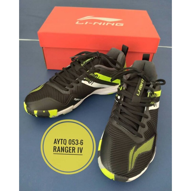 SEPATU BADMINTON MURAH LINING RANGER IV AYTQ 053 BLACK ORIGINAL